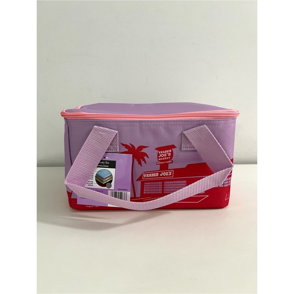 Trader Joe’s Mini Insulated Tote Violet with Pink zipper